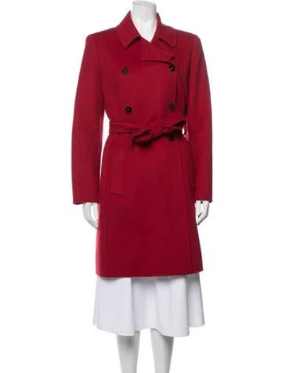 Pre-owned Burberry Wool Trench Coat In Red