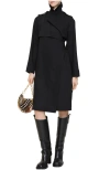 Burberry Wool Trench Dress In Black