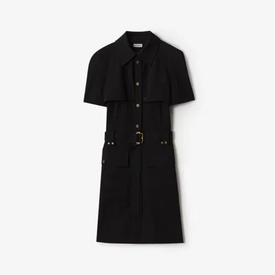 Burberry Waist Belted Midi Dress With Button Detailing In Black