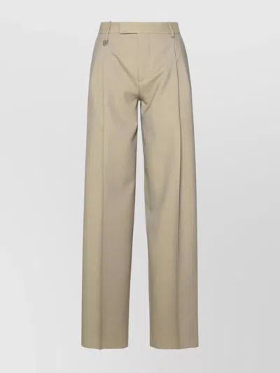 Burberry Wool Trousers With Wide Leg Cut In Neutral
