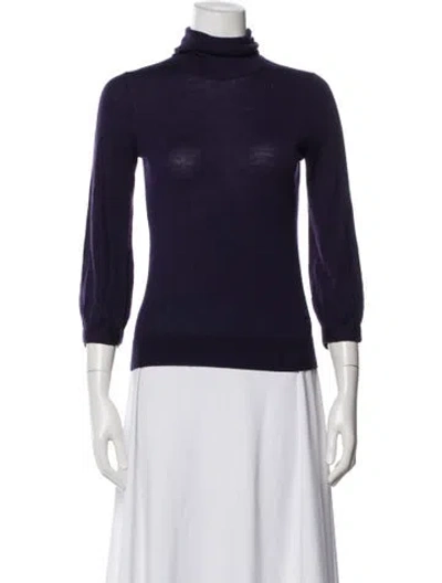 Pre-owned Burberry Wool Turtleneck Sweater In Blue