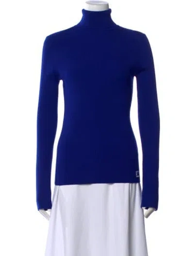 Pre-owned Burberry Wool Turtleneck Sweater In Blue