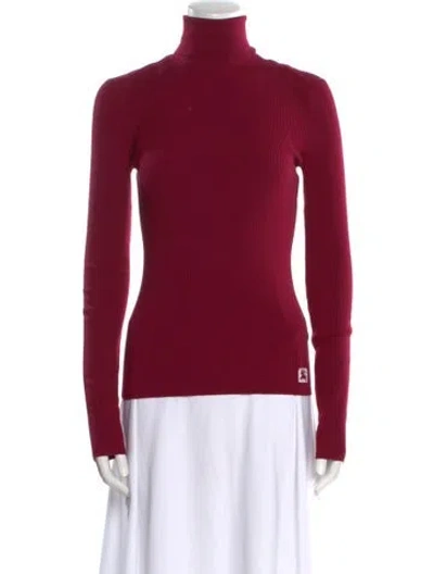 Pre-owned Burberry Wool Turtleneck Sweater In Burgundy