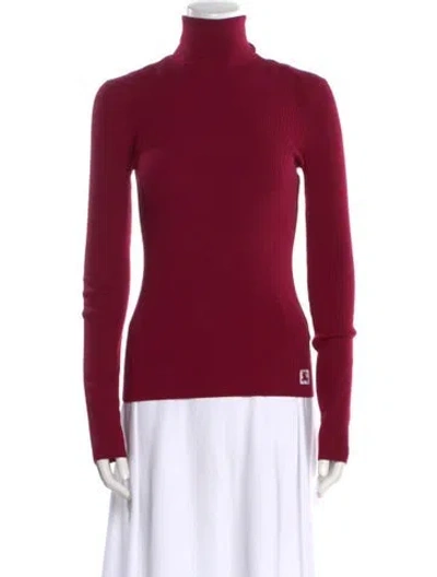 Pre-owned Burberry Wool Turtleneck Sweater In Burgundy