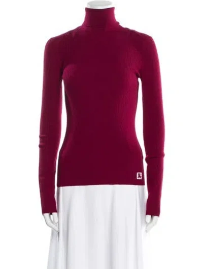 Pre-owned Burberry Wool Turtleneck Sweater In Burgundy