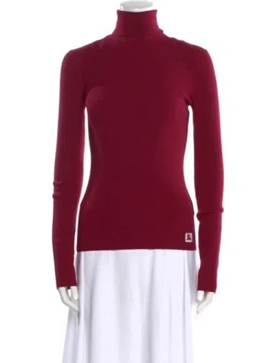 Pre-owned Burberry Wool Turtleneck Sweater In Burgundy