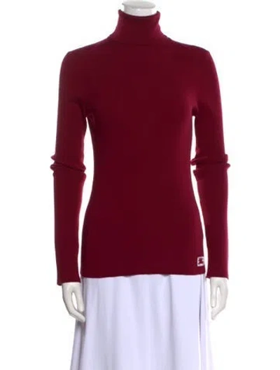 Pre-owned Burberry Wool Turtleneck Sweater In Burgundy