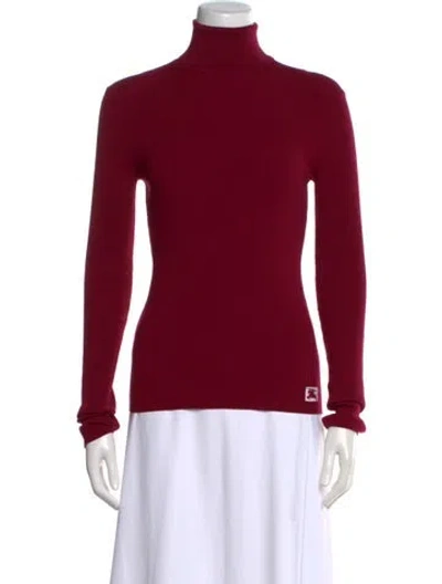 Pre-owned Burberry Wool Turtleneck Sweater In Burgundy