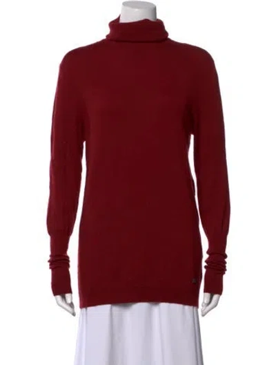 Pre-owned Burberry Wool Turtleneck Sweater In Burgundy