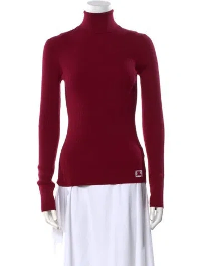 Pre-owned Burberry Wool Turtleneck Sweater W/ Tags In Burgundy