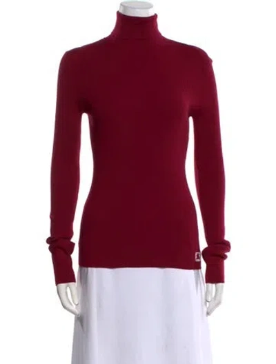 Pre-owned Burberry Wool Turtleneck Sweater W/ Tags In Burgundy