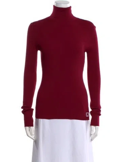 Pre-owned Burberry Wool Turtleneck Sweater W/ Tags In Burgundy