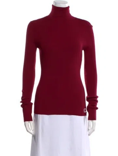 Pre-owned Burberry Wool Turtleneck Sweater W/ Tags In Burgundy
