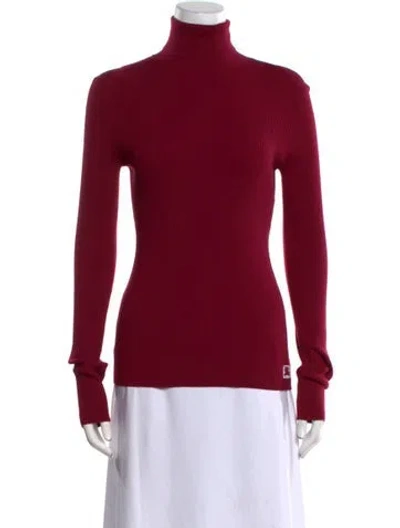 Pre-owned Burberry Wool Turtleneck Sweater W/ Tags In Burgundy