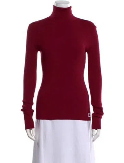 Pre-owned Burberry Wool Turtleneck Sweater W/ Tags In Burgundy