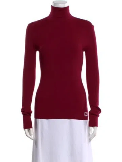 Pre-owned Burberry Wool Turtleneck Sweater W/ Tags In Burgundy