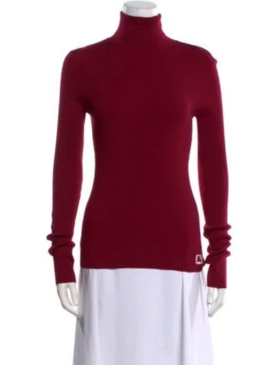 Pre-owned Burberry Wool Turtleneck Sweater W/ Tags In Burgundy