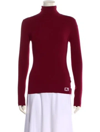 Pre-owned Burberry Wool Turtleneck Sweater W/ Tags In Burgundy