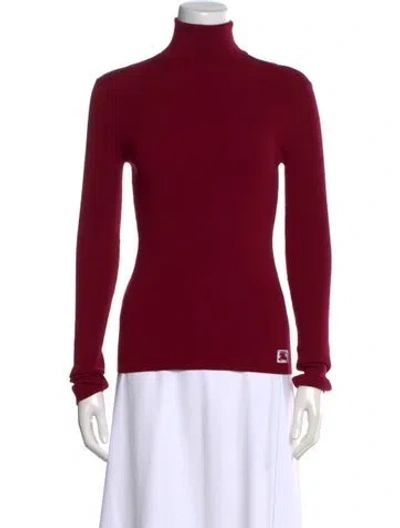 Pre-owned Burberry Wool Turtleneck Sweater W/ Tags In Burgundy
