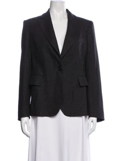 Pre-owned Burberry Wool Tweed Pattern Blazer In Black