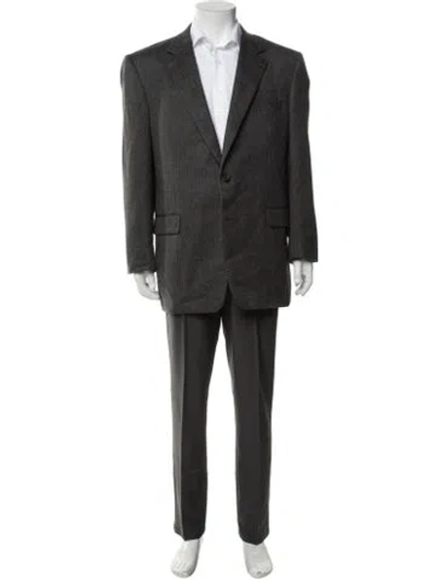 Pre-owned Burberry Wool Tweed Pattern Blazer In Grey