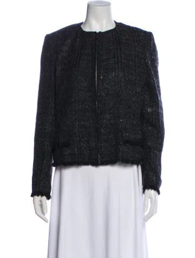 Pre-owned Burberry Wool Tweed Pattern Evening Jacket In Gray