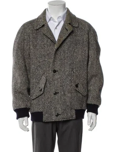 Pre-owned Burberry Wool Tweed Pattern Peacoat