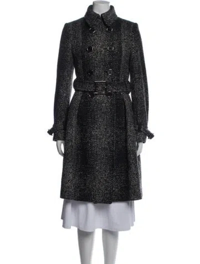 Pre-owned Burberry Wool Tweed Pattern Trench Coat In Black
