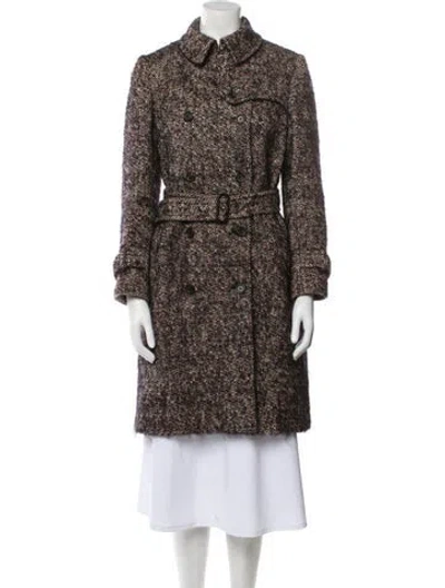 Pre-owned Burberry Wool Tweed Pattern Trench Coat In Neutral