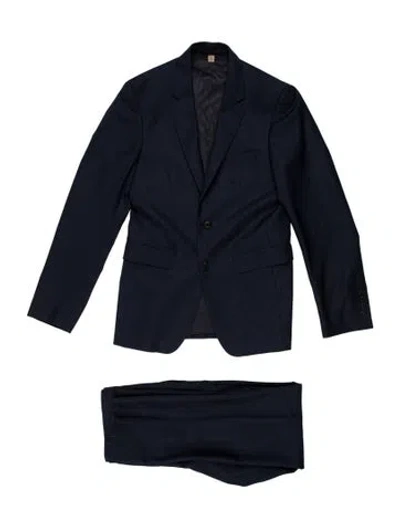 Pre-owned Burberry Wool Tweed Pattern Two-piece Suit In Blue