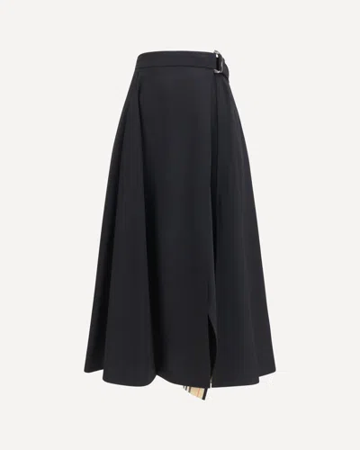 Burberry Black Wool Oves Aries Midi Skirt