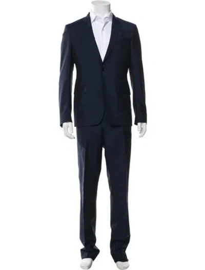 Pre-owned Burberry Wool Two-piece Suit W/ Tags In Blue