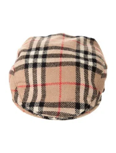 Pre-owned Burberry Wool Vintage Check Newsboy Cap In Neutrals
