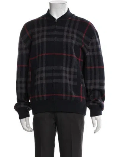Pre-owned Burberry Wool V-neck Cardigan In Blue