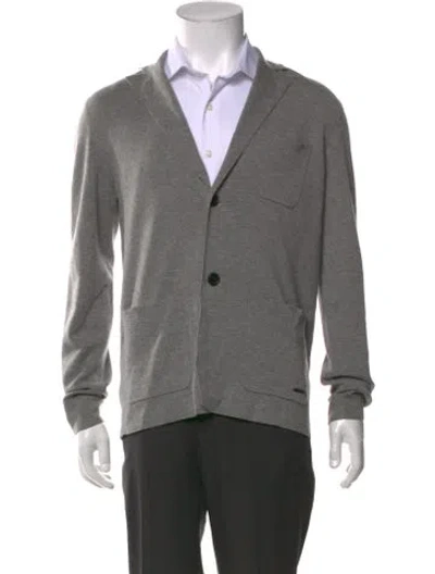 Pre-owned Burberry Wool V-neck Cardigan In Grey