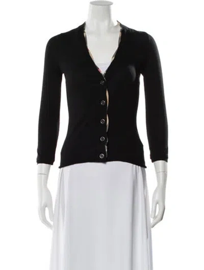 Pre-owned Burberry Wool V-neck Sweater In Black