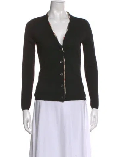 Pre-owned Burberry Wool V-neck Sweater In Black