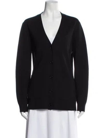Pre-owned Burberry Wool V-neck Sweater In Black
