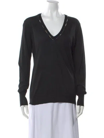 Pre-owned Burberry Wool V-neck Sweater In Black