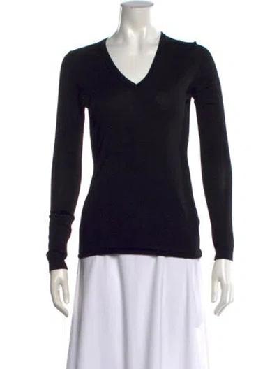 Pre-owned Burberry Wool V-neck Sweater In Black