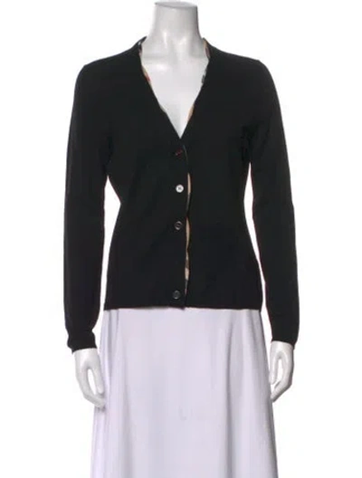 Pre-owned Burberry Wool V-neck Sweater In Black
