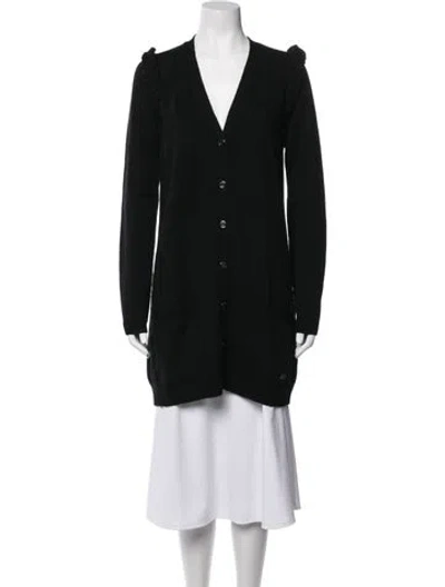 Pre-owned Burberry Wool V-neck Sweater In Black
