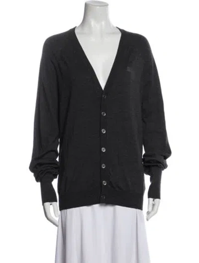 Pre-owned Burberry Wool V-neck Sweater In Blue