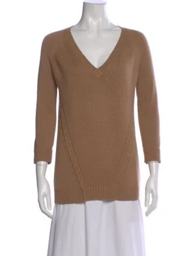 Pre-owned Burberry Wool V-neck Sweater In Brown