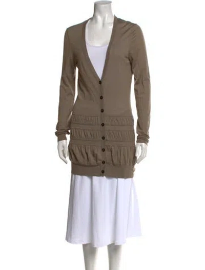 Pre-owned Burberry Wool V-neck Sweater In Brown