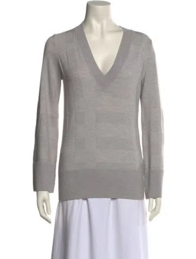 Pre-owned Burberry Wool V-neck Sweater In Gray