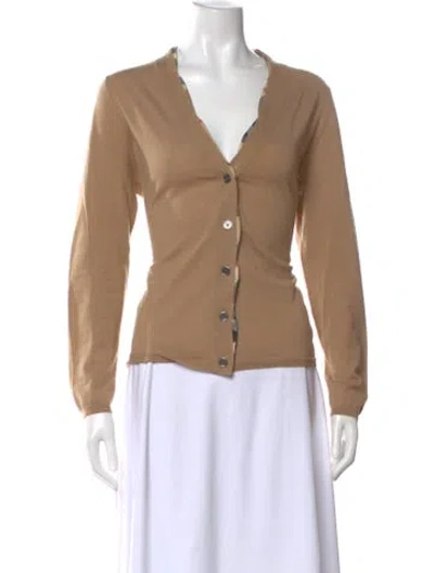 Pre-owned Burberry Wool V-neck Sweater In Neutral