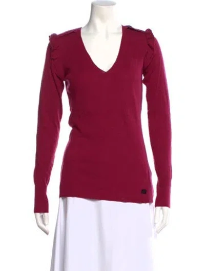 Pre-owned Burberry Wool V-neck Sweater In Pink
