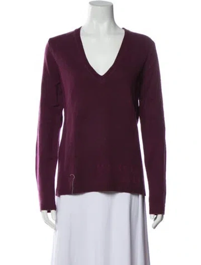 Pre-owned Burberry Wool V-neck Sweater In Purple
