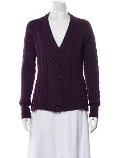 Pre-owned Burberry Wool V-neck Sweater In Purple